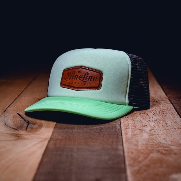 Nine Line Apparel Other - Nine Line Mint & Black Trucker Hat with Leather Logo